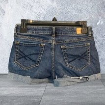 Aeropostale Midi Cuffed Dark Wash Stretch Blue Jean Shorts Size 0 - £11.58 GBP