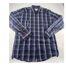 Zanerobe Shirt Mens Extra Large Blue Black Checkered 100% Cotton Button Up - $8.60