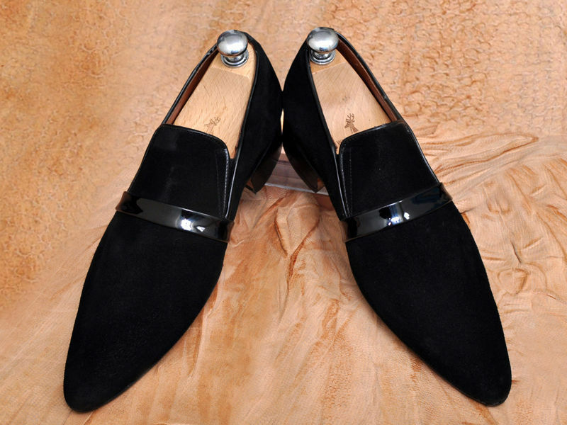 Men Black Slipper Pointed Toe Suede Leather Formal Casual Loafers Shoes US 7-16