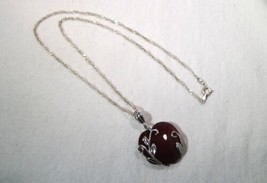 Sterling Silver Signed JAD Carnelian Heart Necklace K1244 - £43.52 GBP