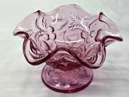 Vintage Signed FENTON Art Glass DUSTY ROSE 5&quot; Pedestal Bowl Ruffled Crim... - $408.23 MXN