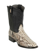 Los Altos Natural Handmade Genuine Python Snake Roper Round Toe Cowboy Boot - £278.94 GBP - £302.85 GBP