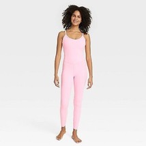 Women&#39;S Rib Full Length Bodysuit - Pink Xs - £29.94 GBP