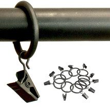 16 Metal Curtain Drapery Ring Clip 1 Inner Diameter Fit Up To .75 Rod Black - $14.24
