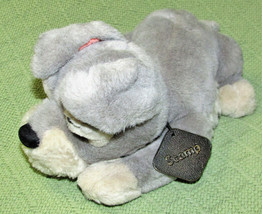 9&quot; Vintage Scamp Dog w/ Metal Tag Plush Lady Tramp Stuffed Animal Grey Puppy - £12.31 GBP