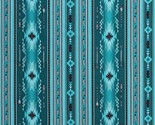 Cotton Southwestern Stripe Feathers Arrows Turquoise Fabric Print BTY D4... - $12.95