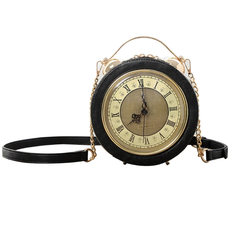 Fashion PU Leather Women Lady Vintage Clock Round Handbag Messenger Cros... - £73.27 GBP