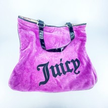 Juicy Couture Velour Tote Shoulder Bag Vintage Purple Y2K Spell Out Big Logo - $96.74