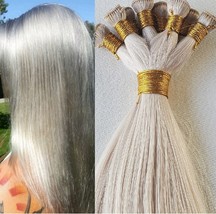 18&quot;, 20″, 22&quot; Hand-Tied Weft, 100 grams, Human Hair Extensions #Light Ash Blonde - £170.96 GBP+