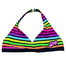 Kids Girls Rainbow Striped Bathing Suit Top With Hearts Size 8 - £7.48 GBP