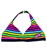 Kids Girls Rainbow Striped Bathing Suit Top With Hearts Size 8 - £7.41 GBP