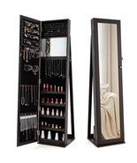 Standing Lockable Jewelry Storage Organizer with Full-Length Mirror-Coff... - $278.31 CAD
