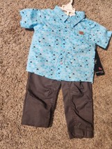 American Hawk 2pc Set Boys Outfit Size 18M Button Up Shirt And Grey Pants - £10.31 GBP