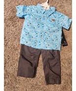 American Hawk 2pc Set Boys Outfit Size 18M Button Up Shirt And Grey Pants - £10.16 GBP
