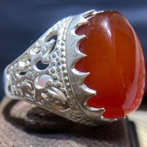 925 sterling Silver Natural yemeni Yemen fire red cherry carnelian Agate Aqeeq - £198.45 GBP