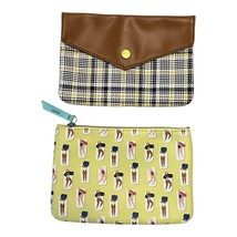 Lot of 2 IPSY Makeup Bags - Yellow Sunbathers &amp; Plaid Envelope Style - $9.50