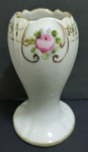 Hand Painted Victorian Style Nippon Hat Pin Holder With Pink Rose &amp; Gold Accents - £22.94 GBP