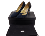 Amante Spain Dark Blue Suede Leather Heel Womens 7M Used With Shoe Bag - $38.69