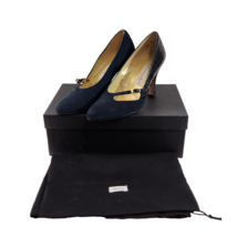 Amante Spain Dark Blue Suede Leather Heel Womens 7M Used With Shoe Bag - £31.00 GBP