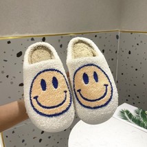 Winter Women&#39;s Shoes Retro Smile Face Design Slippers for Home Fluffy Faux  Flat - £30.45 GBP