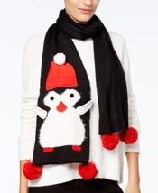 Collection XIIX Womens Penguin Pom Pom Scarf Size One Size Color Black - £24.78 GBP