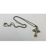 Vintage Necklace Pendant MARKED FAS 925 STERLING SILVER Cross 17â Gold... - $34.60