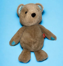 B Softies Brown Soft Teddy Bear 11&quot; Plush Stuffed Animal Toy Teal Blue Paws - £7.90 GBP