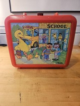 Sesame Street School Red Aladdin Plastic Lunch Box With Thermos Included - £9.15 GBP