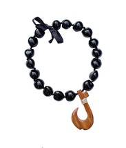 Jewelry Necklace Kukui Nut Lei Fish Hook Or Sea - £38.03 GBP