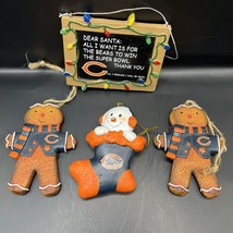 Chicago Bears 4” Gingerbread / Snow Man Stocking Ornament / Letter To Santa Sign - $11.30