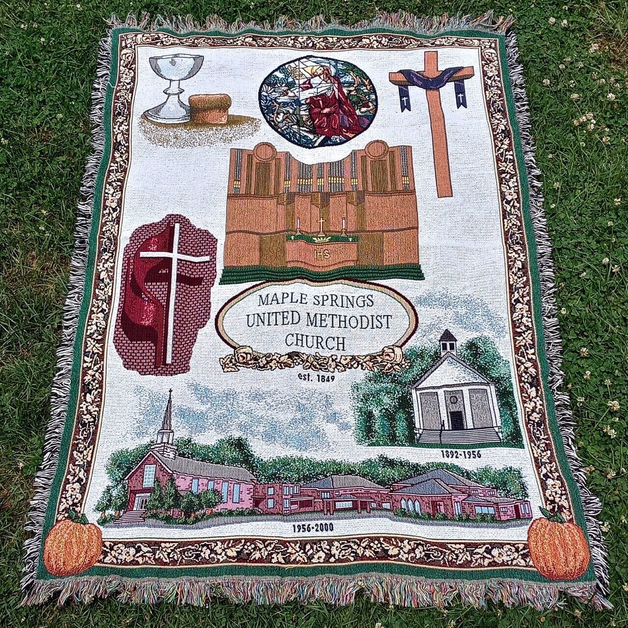 Vintage Maple Spring Methodist Church Winston-Salem NC Tapestry Blanket 45"x66" - $69.95