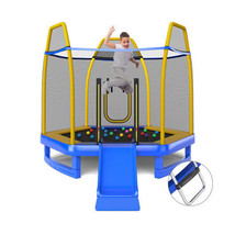 7 Feet Trampoline with Ladder and Slide for Indoor and Outdoor-Blue - Co... - $8,658.07 MXN