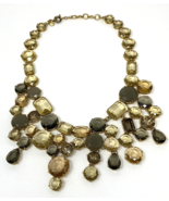J. Crew Antiqued Brass Citrine Rhinestone Statement Necklace - $28.49