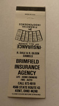 Vintage Matchbook Cover Matchcover Brimfield Insurance Agency  Kent OH - $1.79