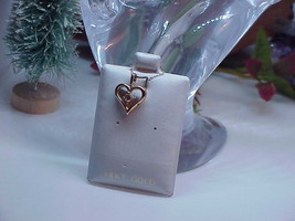 14k .12ct Diamond Heart Pendant Drop Necklace Yellow Gold 18&quot; 2.0 Gram N... - £222.11 GBP