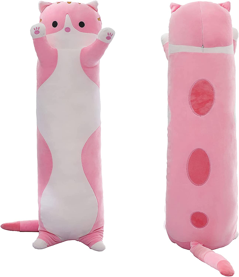 SHINUOER Long Cat Plush Pillow Cat Body Pillow,Pink Cat Stuffed Animals Soft Plu - $16.11