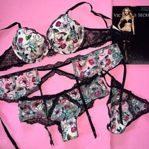 Victoria&#39;s Secret 34C,34DDD,36DD Soutien-Gorge De + Jarretière Noir Floral Rose - £141.24 GBP