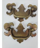 Vintage Set of 2 Chippendale Drawer Pulls Knobs Cabinet handles Brass Metal - €22,95 EUR