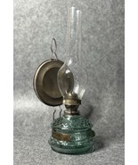 Antique German Ditmar Kerosene Lamp, Green Glass Brass Reflector Export ... - $280.37 CAD