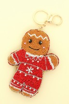 Christmas Gingerbread Seed Beaded Keychain - $25.55