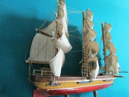 Handcrafted Wooden Ship Model Fitting Canvas 15 X 18&quot; - £50.61 GBP