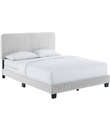Full Bed In Light Gray With Channel-Tufted Performance Velvet By Modway. - £160.04 GBP