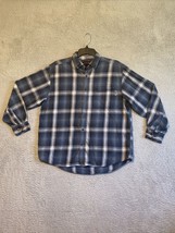 Wolverine Mens Flannel Shirt Large Blue Plaid Cotton Casual Long Sleeve ... - $14.85