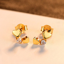 Heart Heart Earrings S925 Silver Nails Zircon Heart Earrings Exquisite Diamond  - $12.00