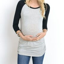 GRAY &amp; Black Maternity Raglan Top - Small - $14.85