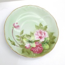 Hand Painted Lefton Saucer Heritage Rose Design 1151 Gold Trim China 5.5... - $133.83 MXN
