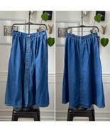 Vintage Classic Elements Cotton Denim Button Front Prairie Skirt L 14 - $37.95 CAD