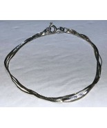 Super Thin Tight Triple Strand Chain Link Bracelet Sterling Silver .925 - £17.82 GBP