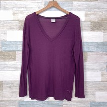 PINK Victorias Secret Oversized Waffle Knit Top Purple Casual Lounge Womens XS - £15.31 GBP