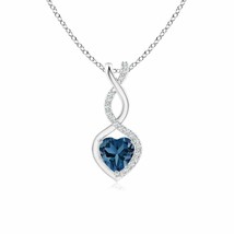 Authenticity Guarantee 
5MM London Blue Topaz Infinity Heart Pendant Necklace... - £396.11 GBP
